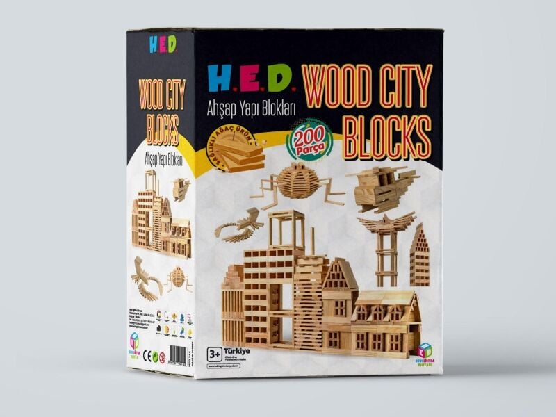 Wood City Blocks Ahşap Şehir Blokları (Kayın Ağacı) - Lisinya