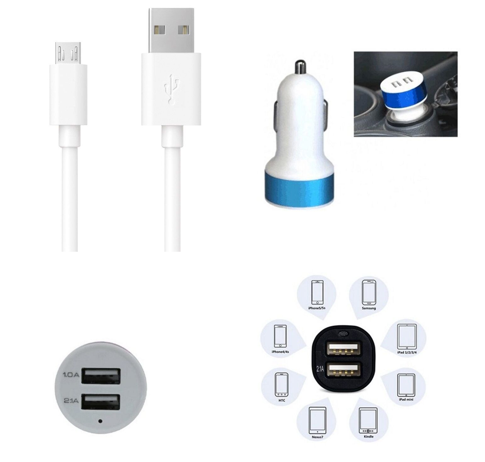 Çift USB Girişli 3.1 Çıkışlı Seyahat Seti Android / Micro Usb - Lisinya