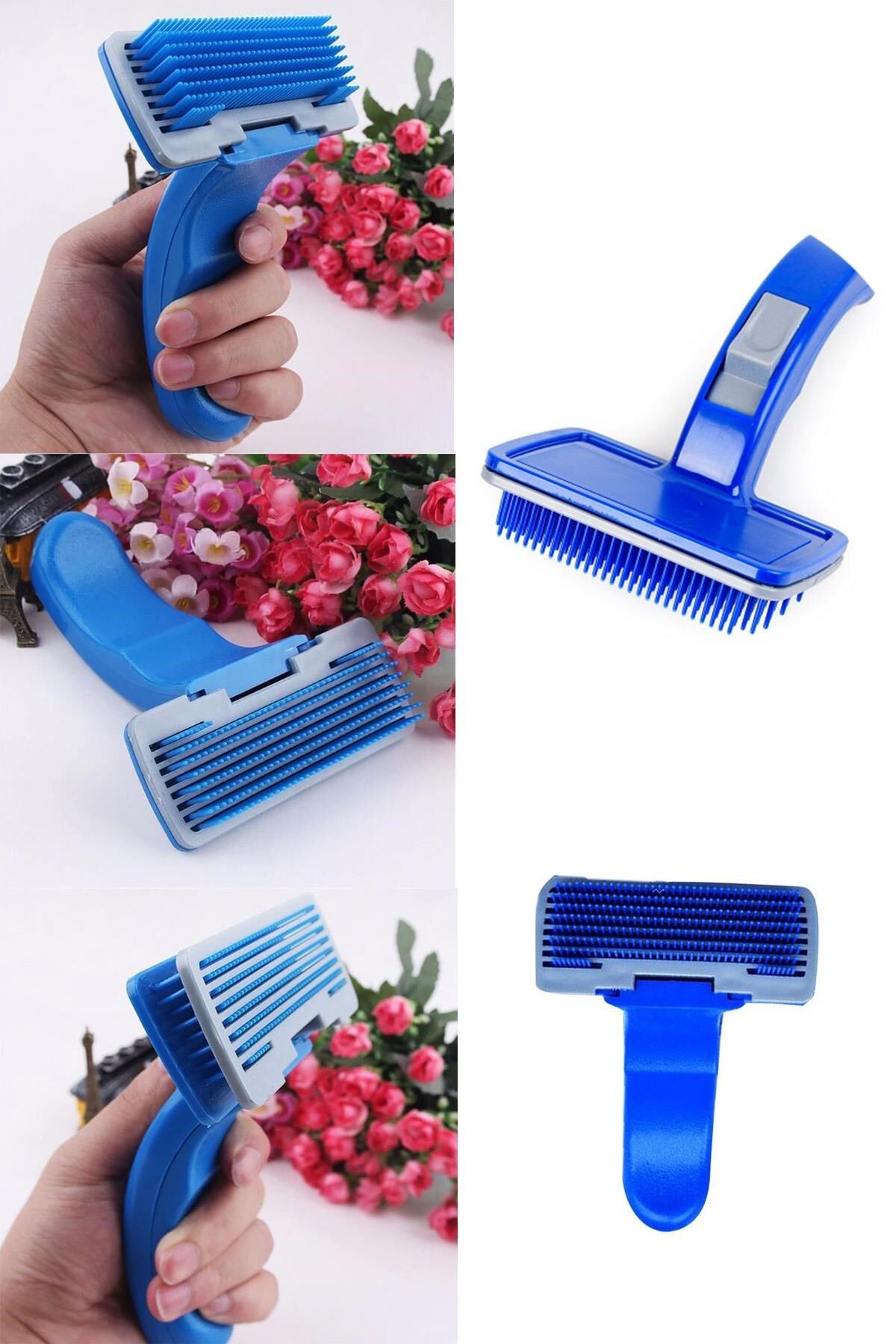 Düğmeli Kendini Temizleyen Fırça - Evcil Hayvan Tüy Tarağı - Lisinya