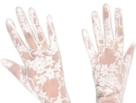 Dantelli Gelin Eldiveni - Beyaz Kısa - Lisinya