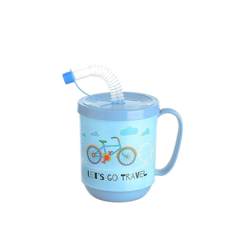 Funny Pipetli Çocuk Içecek Bardağı Desenli Bardak 350ml - Lisinya