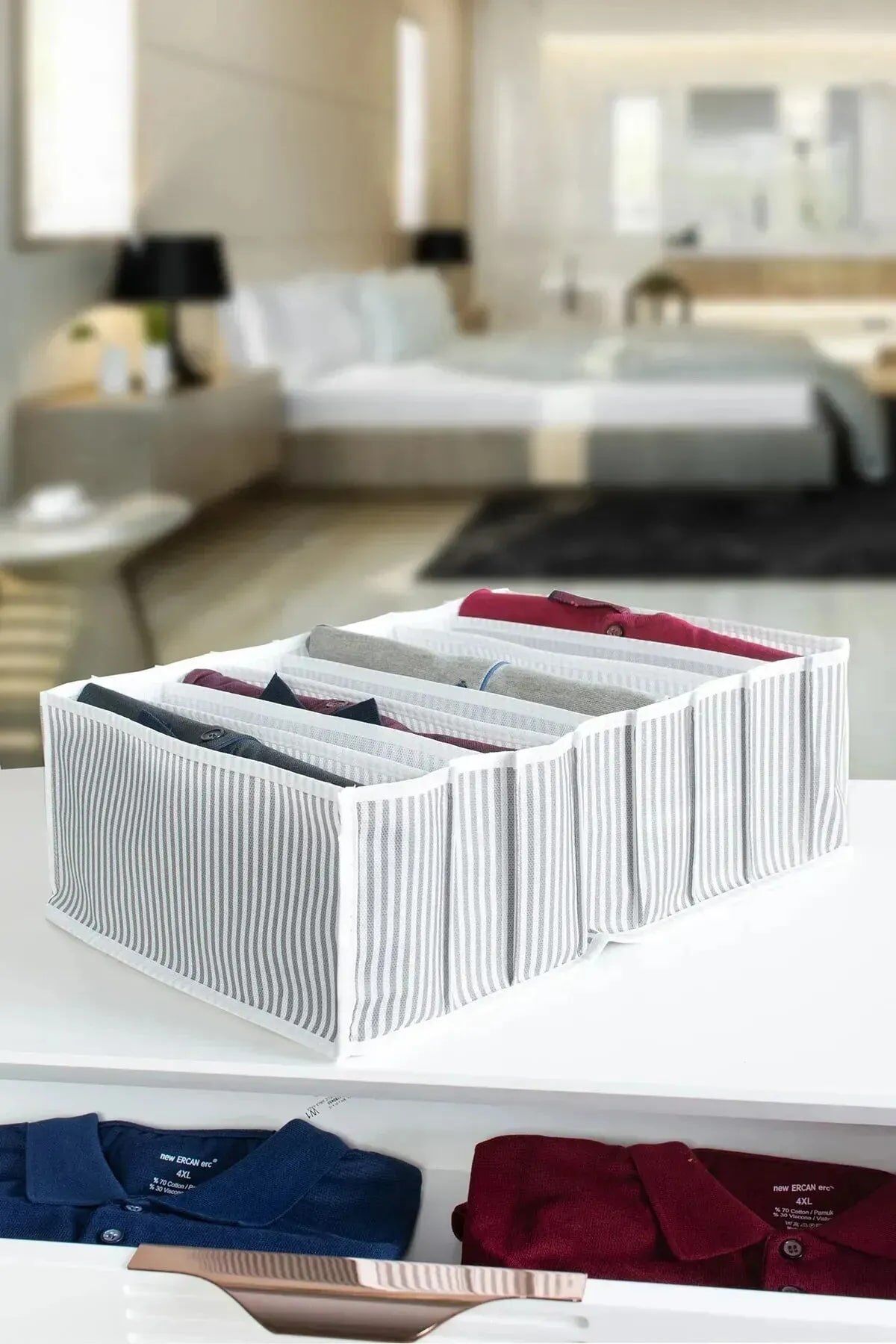 8 Bölmeli  XL Pratik Bölmeli Çekmece Düzenleyici Organizer(İç Çamaşırı Kravat Çorap Düzenleyici) - Lisinya