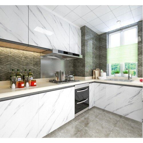 Mermer Desenli Yapışkanlı  Folyo Sticker Masa Tezgah Duvar Kağıdı Su Geçirmez  Folyo - Lisinya