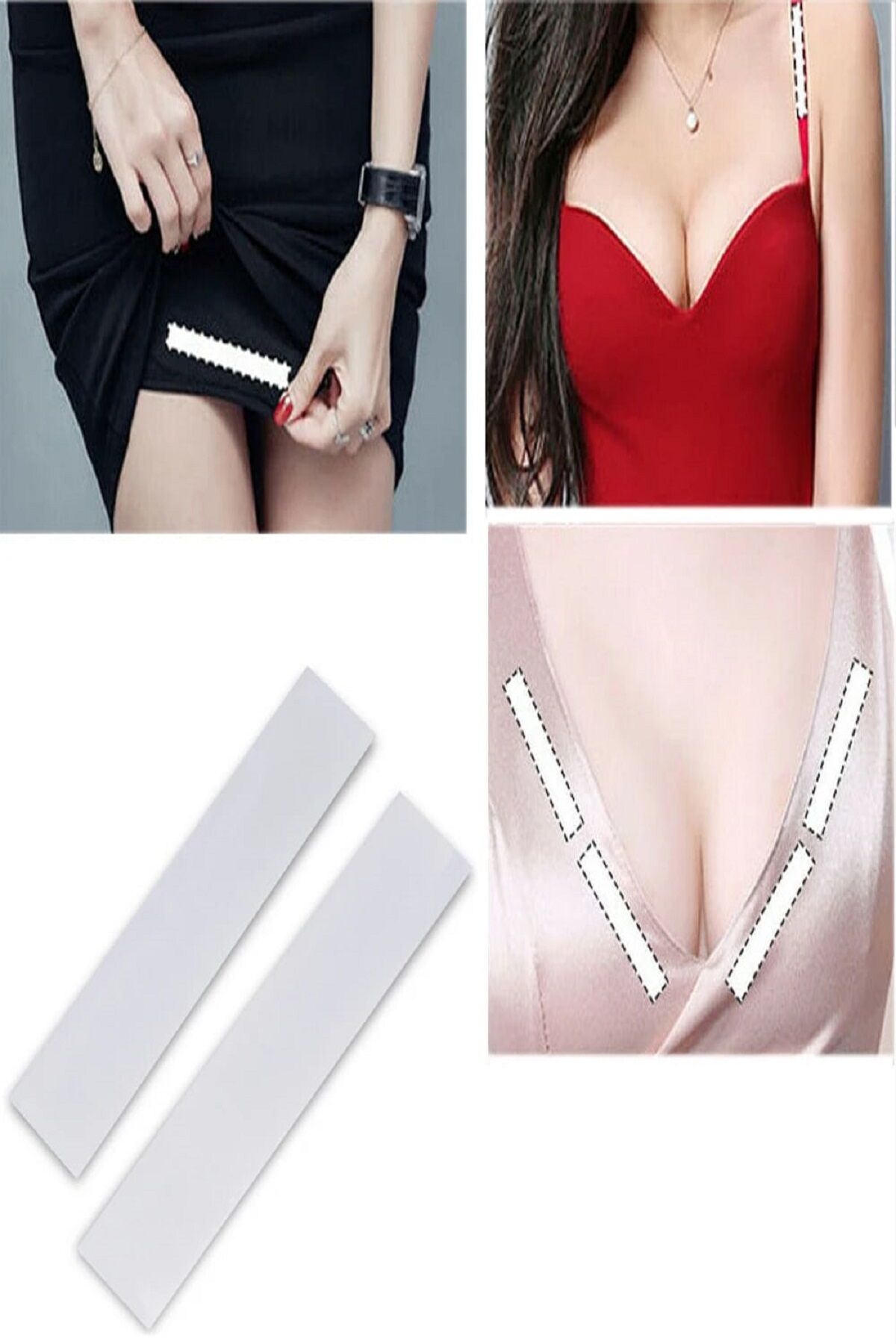 72 Adet Çift Taraflı Transparan Dekolte Kapatıcı Yapışkan  Paça Boyu Düzeltici -Askılı Elbise Bandı - Lisinya