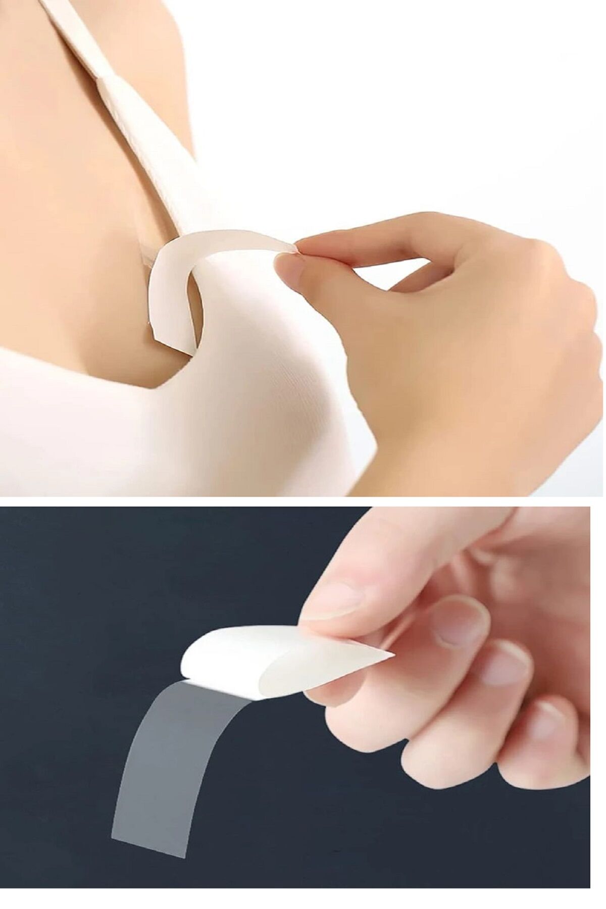 72 Adet Çift Taraflı Transparan Dekolte Kapatıcı Yapışkan  Paça Boyu Düzeltici -Askılı Elbise Bandı - Lisinya