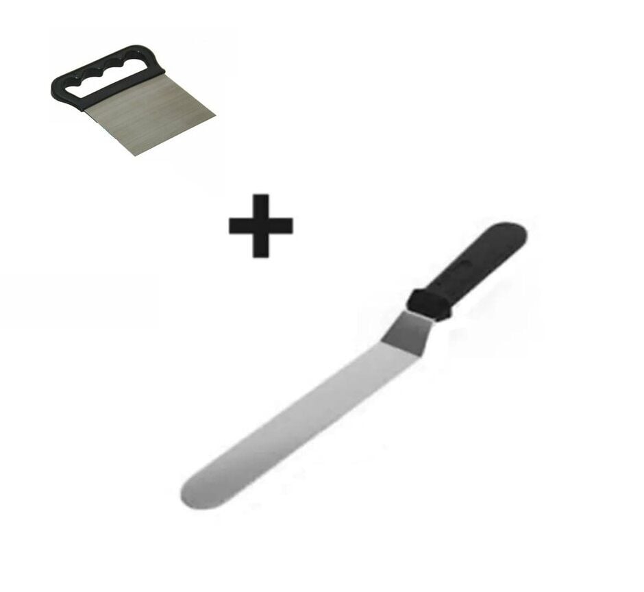 2li Set Hamur Şekillendirici Eğik Pasta Spatulası ve Metal Hamur Kesici Kazıyıcı Spatula - Lisinya