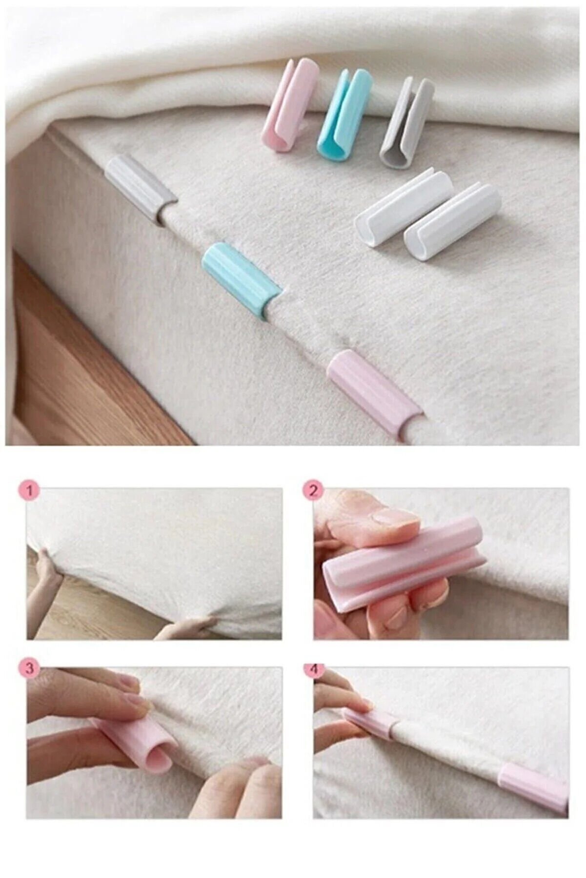 12 Adet Yorgan Kılıfı Ve Çarşaf Sabitleyici Kaydırmaz Nevresim Örtü Klipsleri - Lisinya