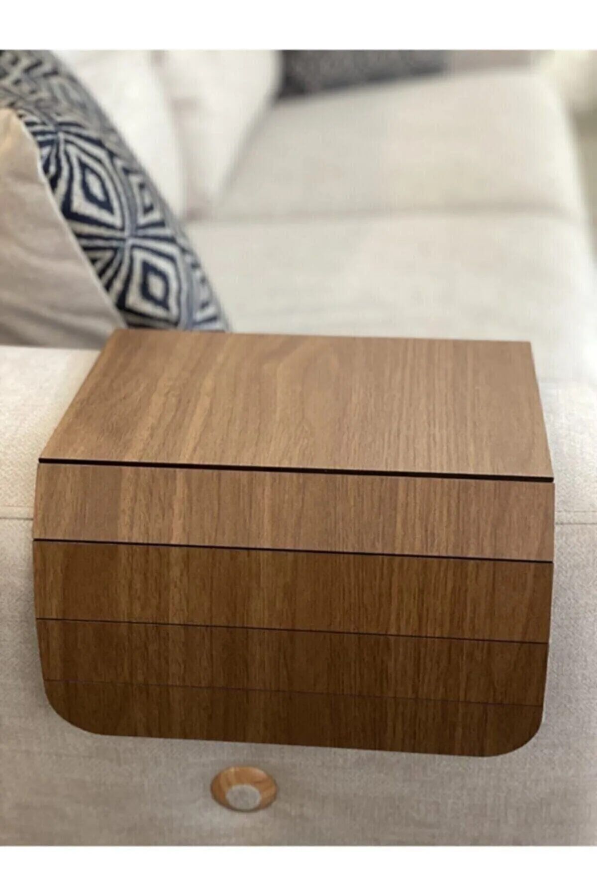 Kahverengi Koltuk Kenarı Ahşap Kaymaz Tepsi - Lisinya