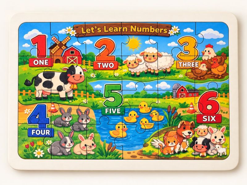Sayılar (İngilizce) - 24 Parça Ahşap Puzzle Sayılar (İngilizce) - 24 Parça Ahşap Puzzle