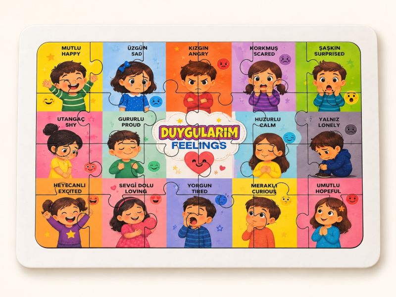 Duygularım (İngilizce) - 24 Parça Ahşap Puzzle Duygularım (İngilizce) - 24 Parça Ahşap Puzzle