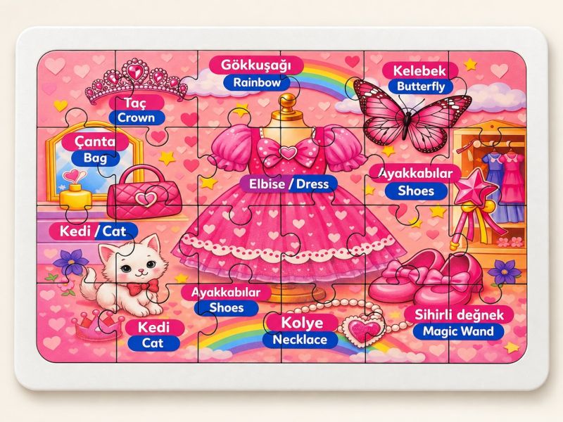 Benim Odam - Kız (Türkçe-İng) - 24 Parça Ahşap Puzzle Benim Odam - Kız (Türkçe-İng) - 24 Parça Ahşap Puzzle