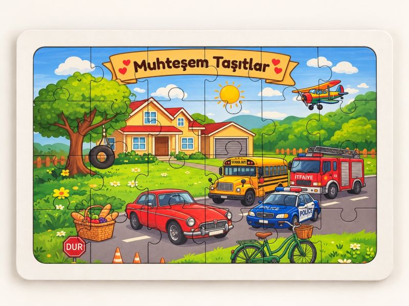 Muhteşem Taşıtlar - 24 Parça Ahşap Puzzle Muhteşem Taşıtlar - 24 Parça Ahşap Puzzle