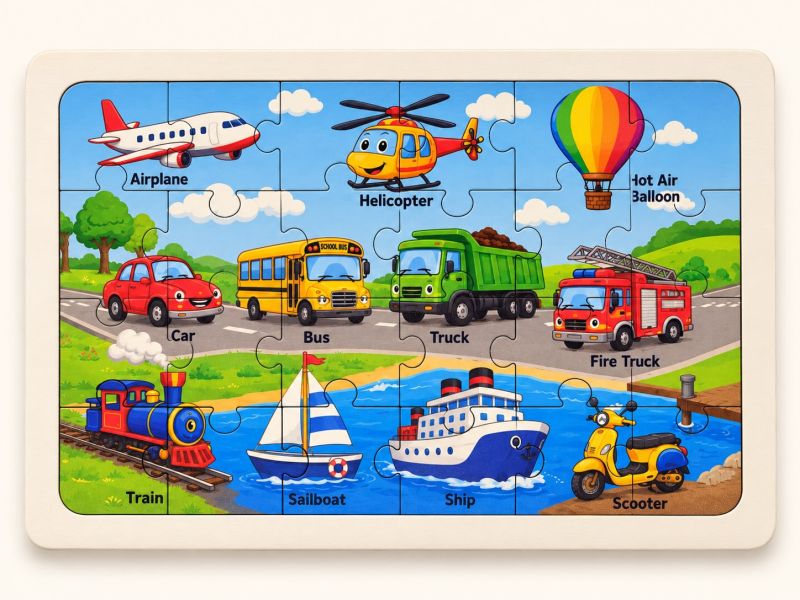 Taşıtlar - 24 Parça Ahşap Puzzle Taşıtlar - 24 Parça Ahşap Puzzle