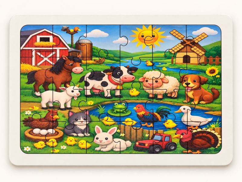 Hayvan Çiftliği - 24 Parça Ahşap Puzzle Hayvan Çiftliği - 24 Parça Ahşap Puzzle
