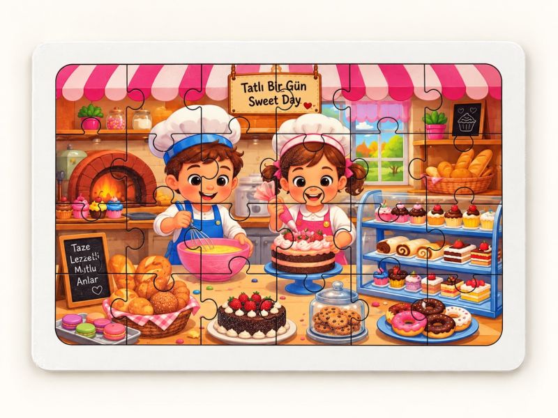 Çocuklar Mutfakta - Eğitici - 24 Parça Ahşap Puzzle Çocuklar Mutfakta - Eğitici - 24 Parça Ahşap Puzzle