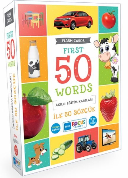 Blue Focus İlk 50 Sözcük - Akıllı Eğitim Kartları Blue Focus İlk 50 Sözcük - Akıllı Eğitim Kartları