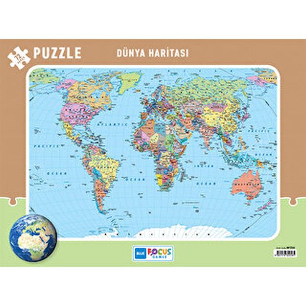 Blue Focus 72 Parça Dünya Haritası Frame Puzzle Blue Focus 72 Parça Dünya Haritası Frame Puzzle