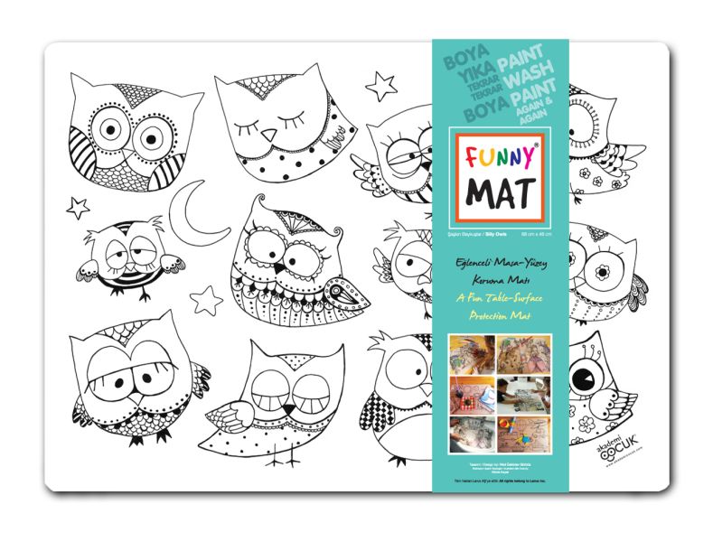 Funny Mat - Şaşkın Baykuşlar - 68x48cm Funny Mat - Şaşkın Baykuşlar - 68x48cm