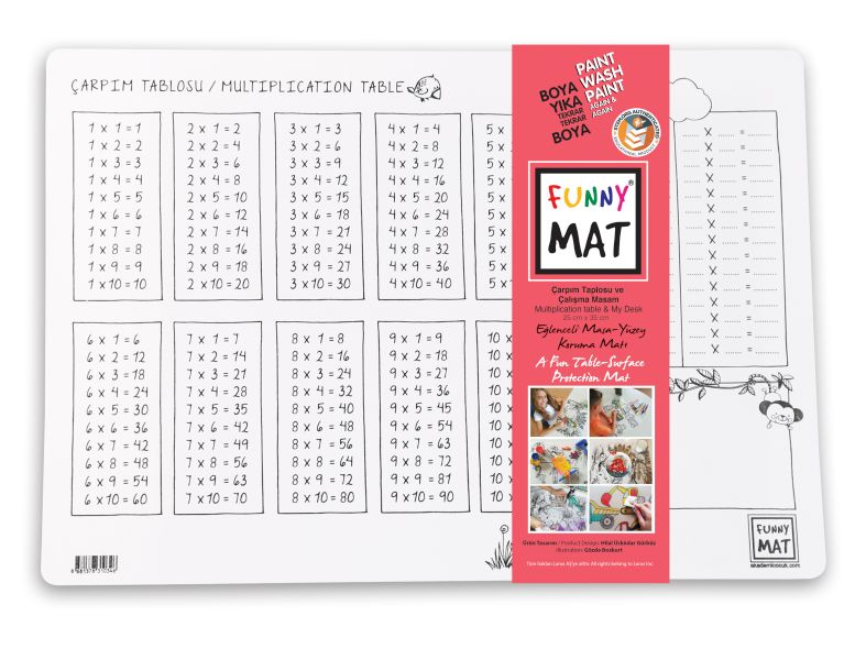 Funny Mat Çarpım Tablosu & Çalışma Masam 25X35Cm 2'Li Paket Beyaz Seri Funny Mat Çarpım Tablosu & Çalışma Masam 25X35Cm 2'Li Paket Beyaz Seri