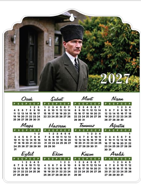 Kalpaklı 2027 Ahşap Atatürk Duvar Takvimi
