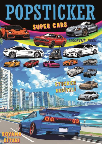 Süper Cars Boyama Kitabı Popsticker Süper Cars Boyama Kitabı Popsticker