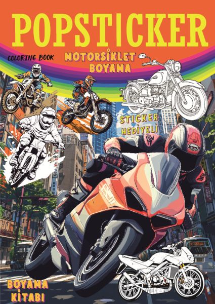 Motorsiklet Boyama Kitabı Popsticker Motorsiklet Boyama Kitabı Popsticker
