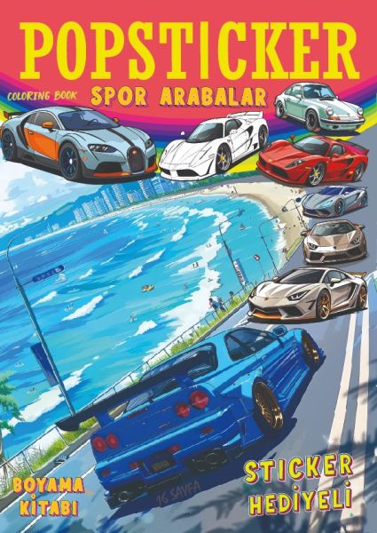 Spor Arabalar Boyama Kitabı Popsticker Spor Arabalar Boyama Kitabı Popsticker