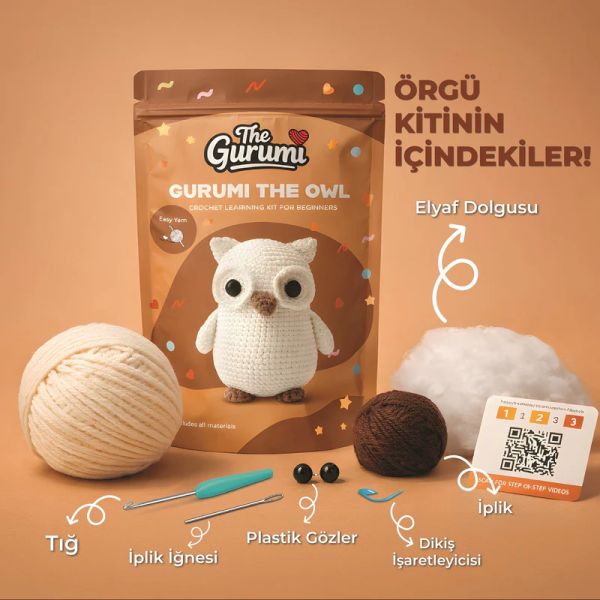 The Gurumi Baykuş Örgü Öğrenme Kiti (TG007) The Gurumi Baykuş Örgü Öğrenme Kiti (TG007)