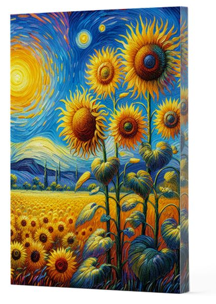 Van Gogh 4 - Ayçiçekleri Çizgili Yan Boyamalı Defter Van Gogh 4 - Ayçiçekleri Çizgili Yan Boyamalı Defter