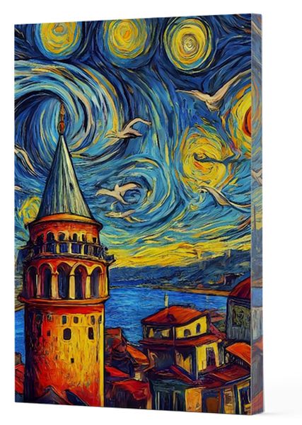 Van Gogh 5 - Galata Çizgili Yan Boyamalı Defter Van Gogh 5 - Galata Çizgili Yan Boyamalı Defter