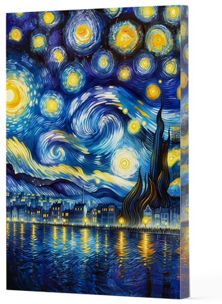 Van Gogh 7 - Yıldızlı Gece Çizgili Yan Boyamalı Defter Van Gogh 7 - Yıldızlı Gece Çizgili Yan Boyamalı Defter