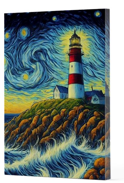 Van Gogh 8 - Deniz Feneri Çizgili Yan Boyamalı Defter Van Gogh 8 - Deniz Feneri Çizgili Yan Boyamalı Defter