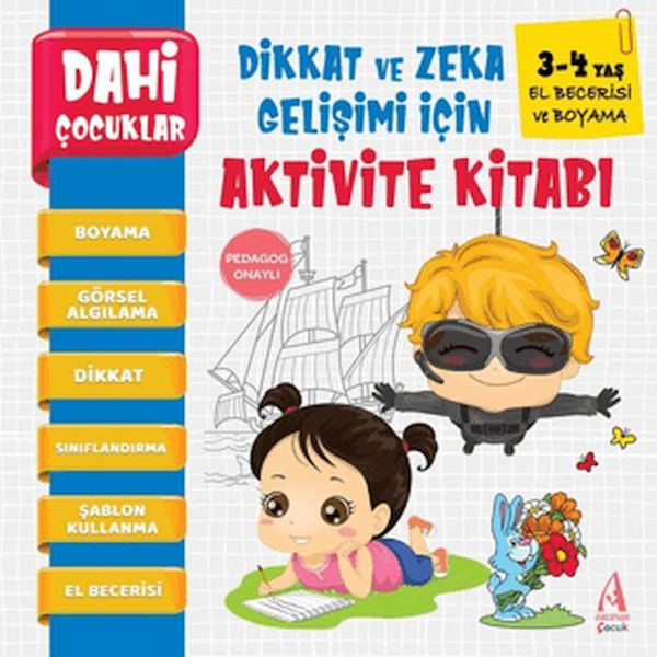 Dahi Çocuklar El Berecerisi Ve Boyama  Dikkat ve Zeka Gelişimi İçin Aktivite Kitabı (3-4 Yaş)