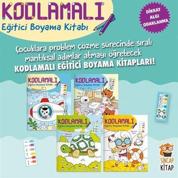 Kodlamalı Eğitici Boyama Kitabı 4-6 Yaş (4 Kitap Takım) Kodlamalı Eğitici Boyama Kitabı 4-6 Yaş (4 Kitap Takım)