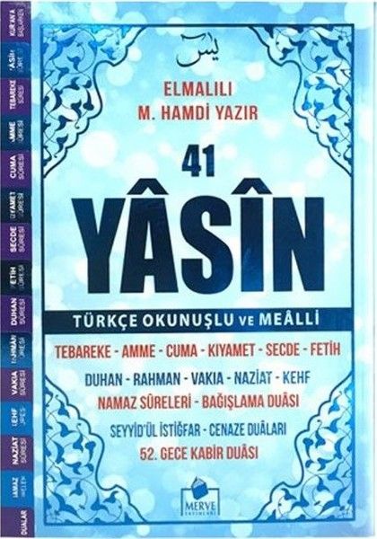 41 Yasin Türkçe Okunuşlu ve Mealli-Mavi Kapak Orta Boy