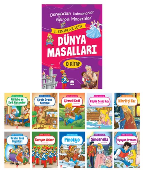 Dünya Masallar Seti 1.ve 2. Sınıflar İçin Eğik El Yazılı - (10 Kitap Takım Büyük Boy) Dünya Masallar Seti 1.ve 2. Sınıflar İçin Eğik El Yazılı - (10 Kitap Takım Büyük Boy)