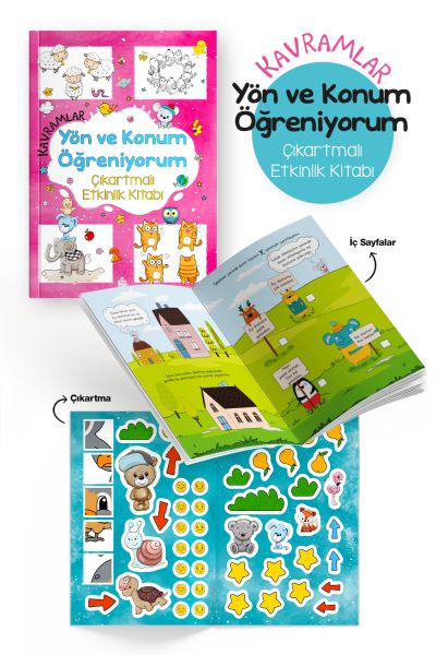 Kavramlar – Yön ve Konum Öğreniyorum – Çıkartmalı Etkinlik Kitabı - 3 Yaş + Kavramlar – Yön ve Konum Öğreniyorum – Çıkartmalı Etkinlik Kitabı - 3 Yaş +
