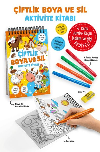 Çiftlik - Boya ve Sil Aktivite Kitabı / 3 Yaş +
