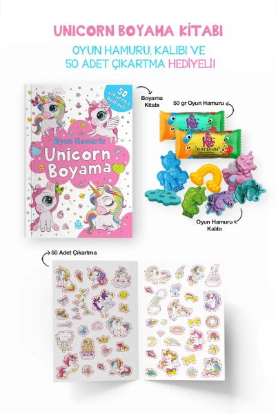 Unicorn Boyama Kitabı - Oyun Hamurlu - 3 Yaş Unicorn Boyama Kitabı - Oyun Hamurlu - 3 Yaş