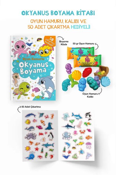 Okyanus Boyama Kitabı - Oyun Hamurlu - 3 Yaş + Okyanus Boyama Kitabı - Oyun Hamurlu - 3 Yaş +