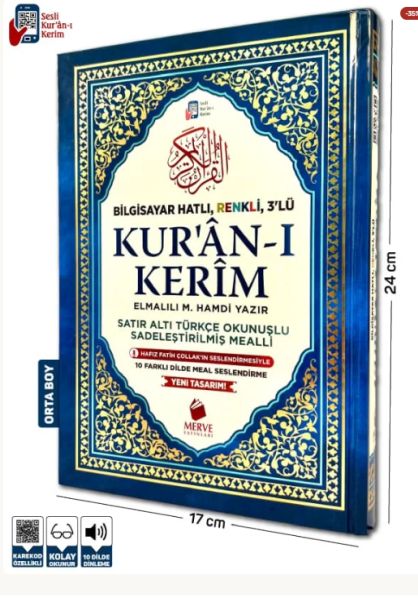 Orta Boy Satır Altı Türkçe Okunuşlu ve Türkçe Mealli Renkli Kuran-ı Kerim Orta Boy Satır Altı Türkçe Okunuşlu ve Türkçe Mealli Renkli Kuran-ı Kerim