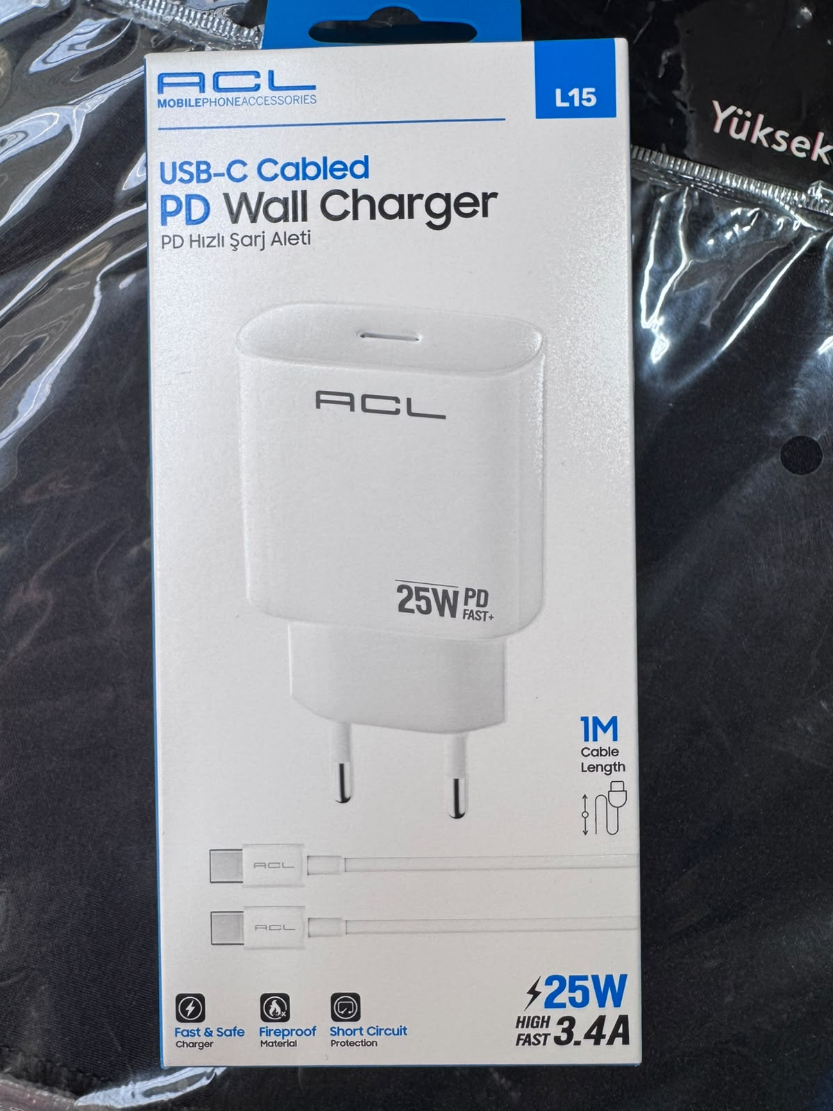 ACL L15 25W PD Hızlı Şarj Aleti + 1 Metre USB-C Kablo Seti - Lisinya - 987498-RST-OZD