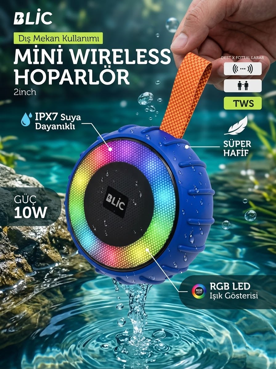Blic 10W Mini Taşınabilir Bluetooth Hoparlör - Lisinya Blic 10W Mini Taşınabilir Bluetooth Hoparlör - Lisinya
