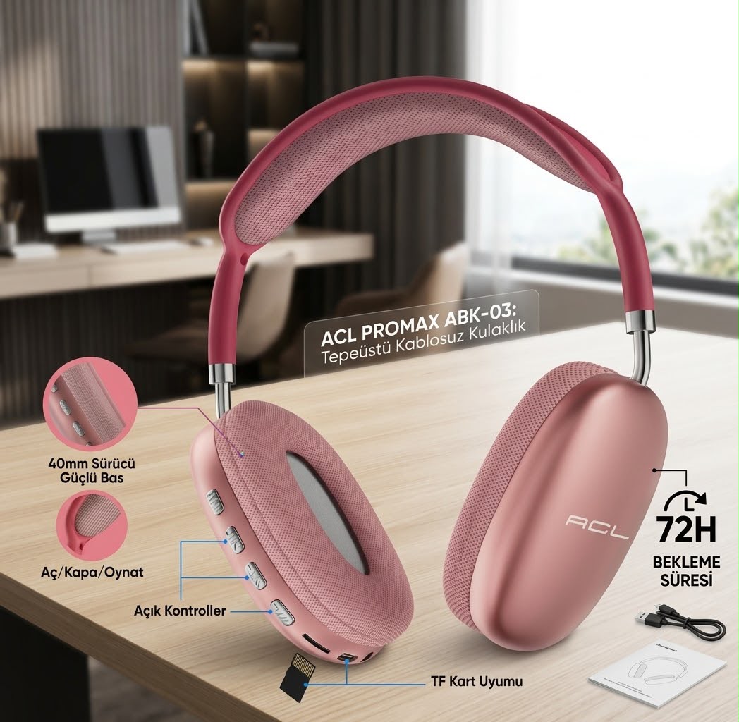 PROMAX ABK-03 Tepeüstü Kablosuz Kulaklık - Lisinya - 987466-RST-OZD