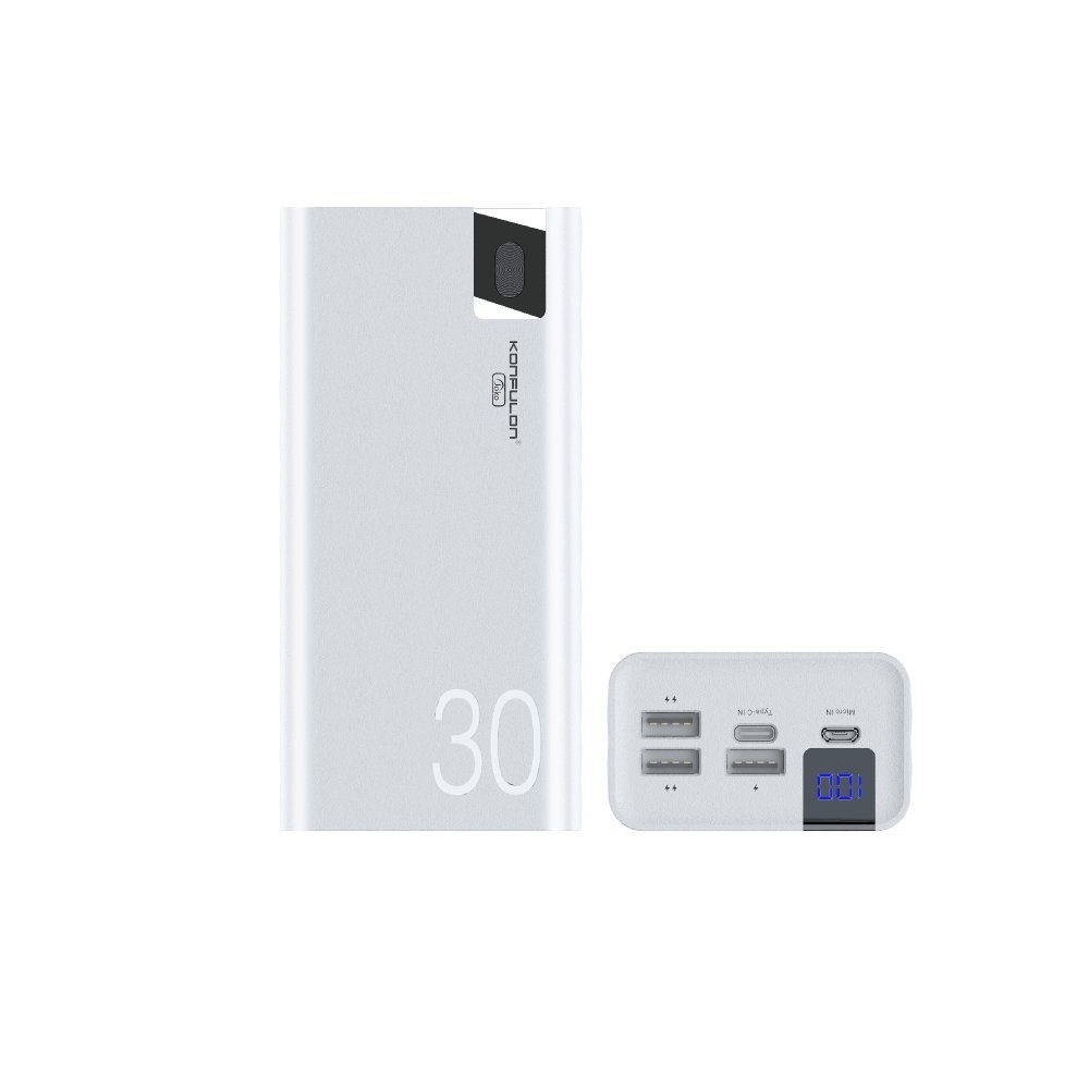 A19 Dijital Ekranlı Powerbank 30.000 Mah Hızlı Şarj - Ürün Rengi : Beyaz - Lisinya