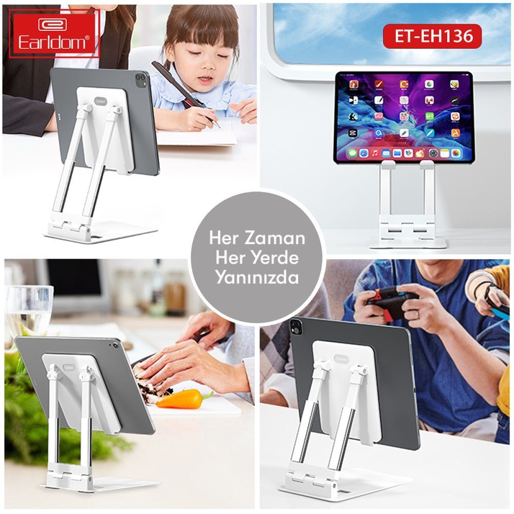 Earldom Eh136 Ayarlanabilir Telefon Ve Tablet Tutucu - Ürün Rengi : Beyaz - Lisinya