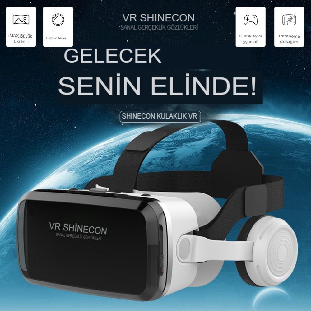 Shinecon Sc-g04bs 3d Sanal Gerçeklik Gözlüğü - Ürün Rengi : Beyaz - Lisinya