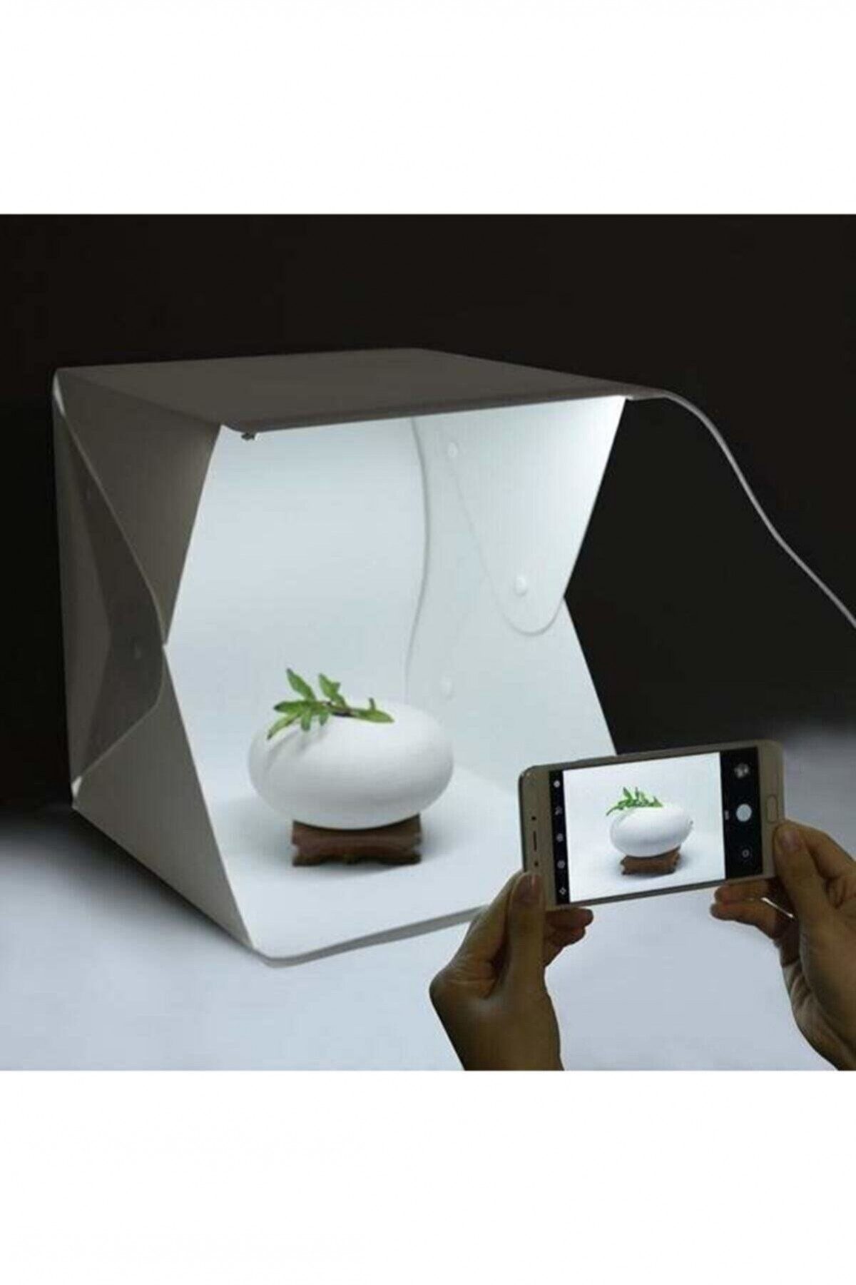 20 X 20 Cm Profesyonel Stüdyo Led Işıklı Çift Sıra Ürün Fotoğraf Çekim Çadırı