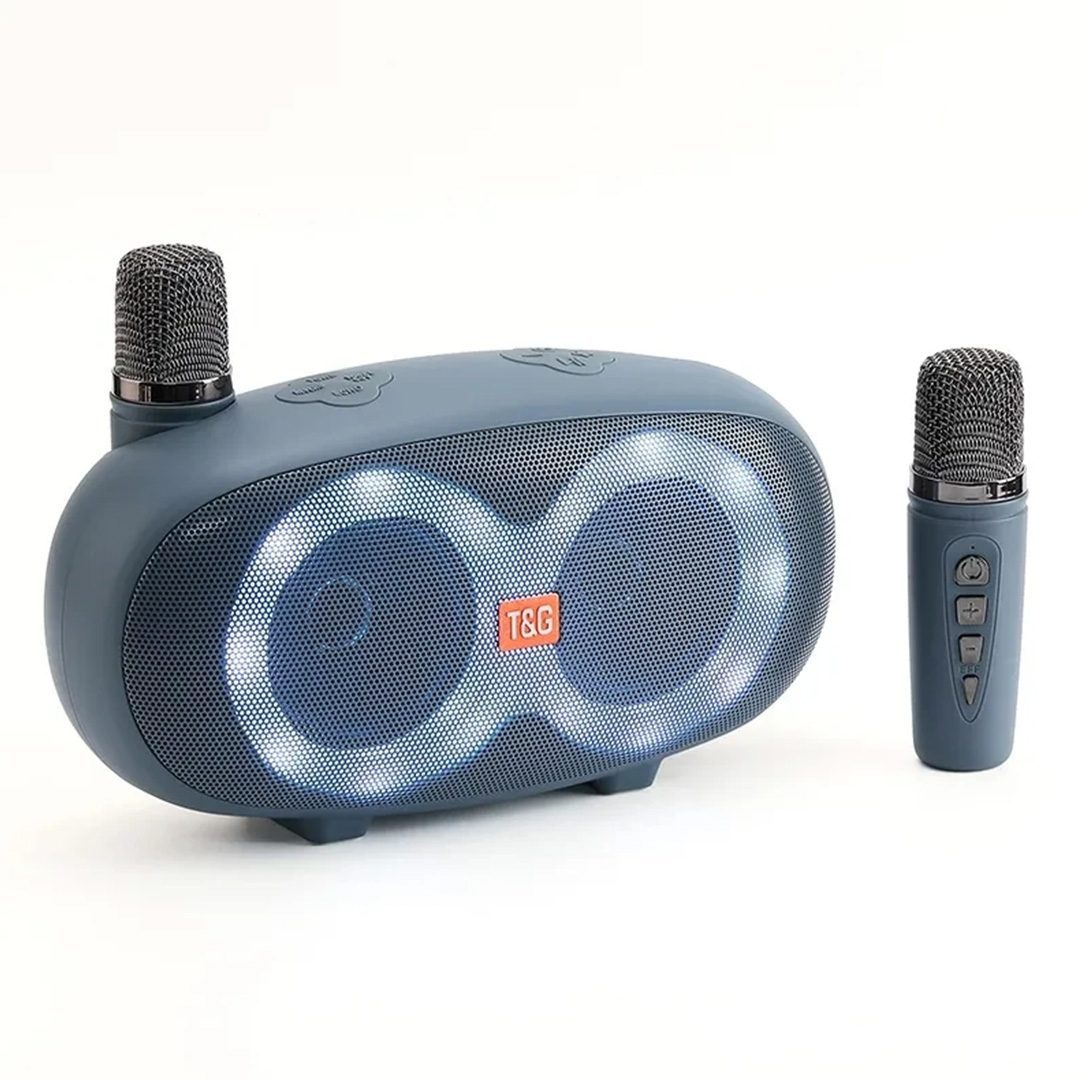 Usb/sd/fm/bluetooth Destekli Taşınabilir 2 El Mikrofonlu Led Işıklı Wıreless Hoparlör-542 (4172)