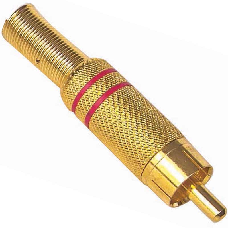 Tos Fiş Metal Altın Gold Erkek Konnektör (siyah-kırmızı Kodlu) Rca (4172)